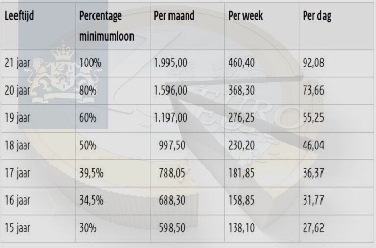 Wettelijk minimumloon per 1 juli 2023 100 Salarisverwerking